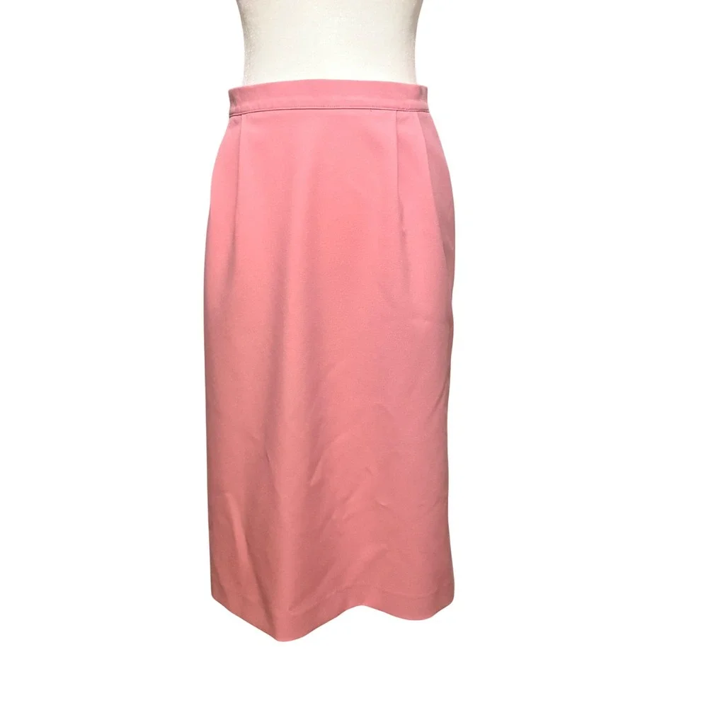 VTG Nikki Southern Pink Cream Floral‎ Embroidered Sweater & Midi Skirt Set XL 18